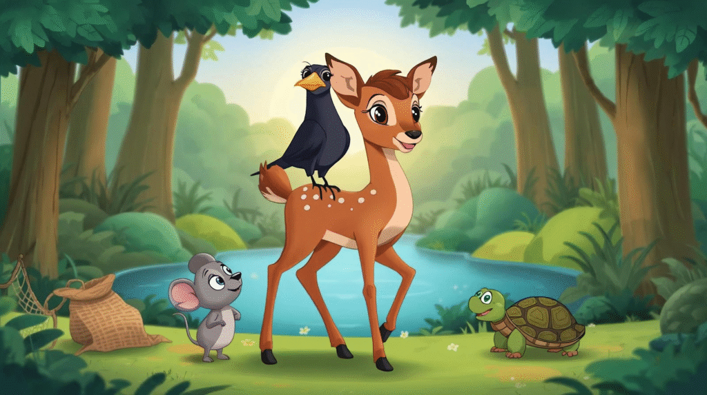 The Friendship of Crow, Mouse, Tortoise, and Deer