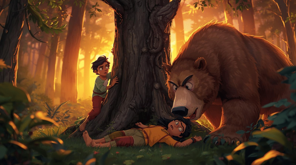 Two Friends and the Bear